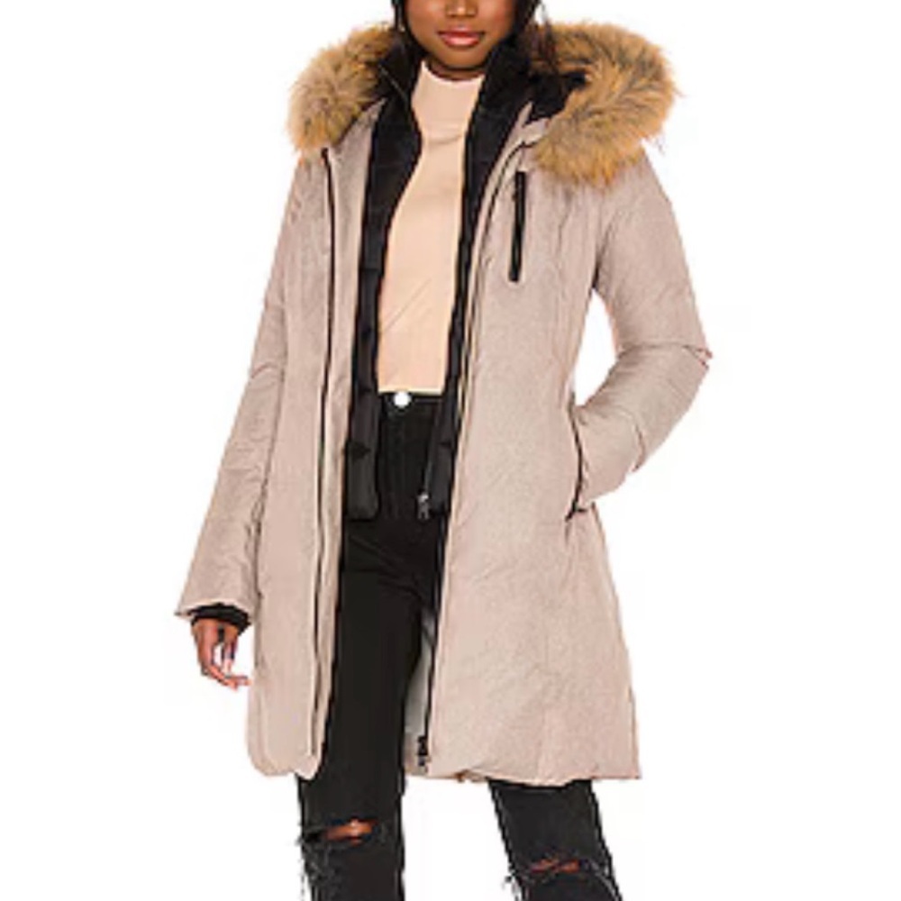 🔥 Soia & Kyo Women's Beige down and fur Puffer Jacket SzM